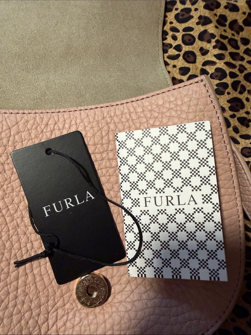 Furla Blush Pink Pebbled Leather Crossbody with Gold Buckle-COA - Picture 2 of 14